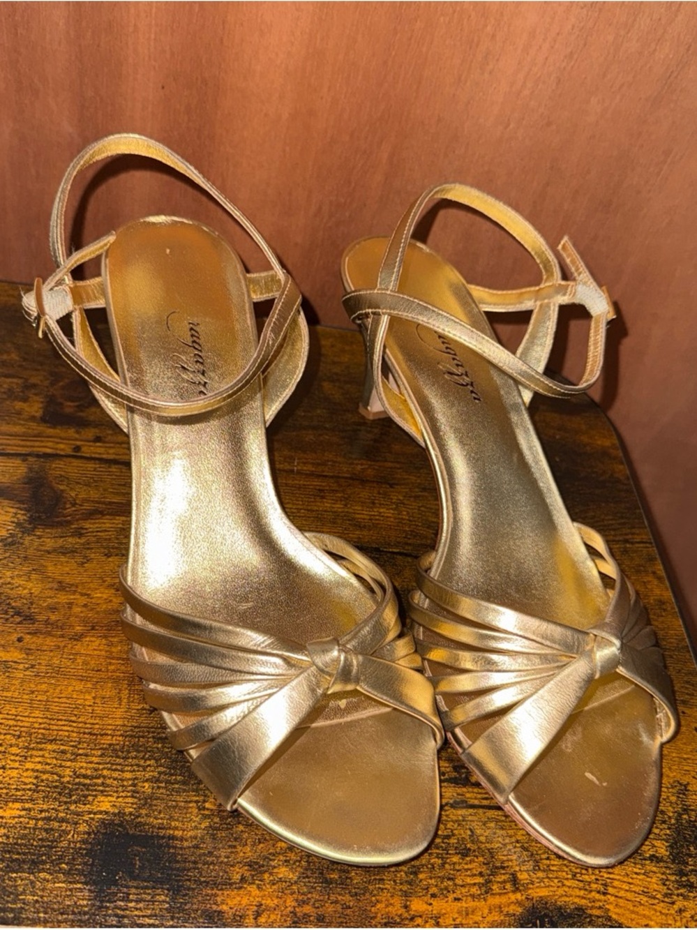 Ragazza Metallic Gold Women Strappy Slingback Heels - Elegant Evening Sandals